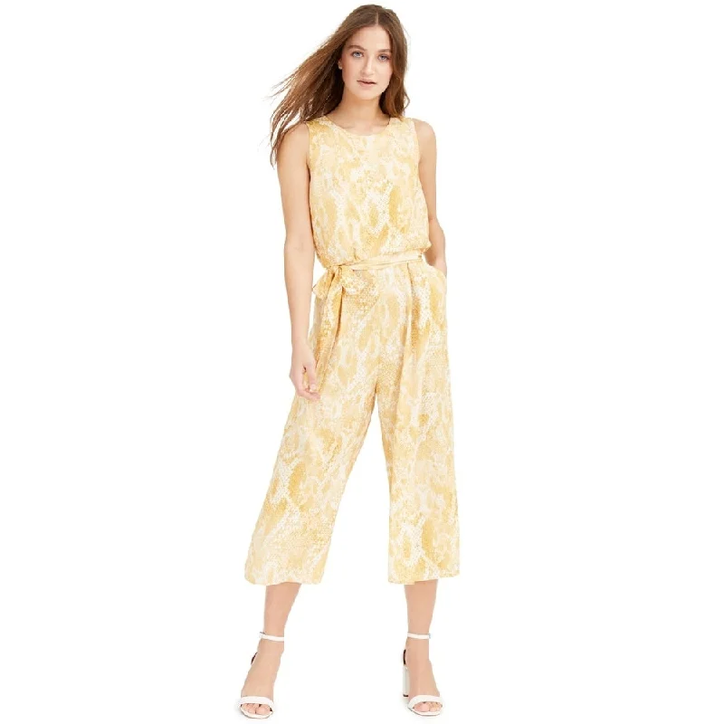 Sports And Leisure Vince Camuto Women's Snake-Embossed Cropped Jumpsuit Yellow Size 16 Sports And Leisure Vince Camuto Women's Snake-Embossed Cropped Jumpsuit Yellow Size 16