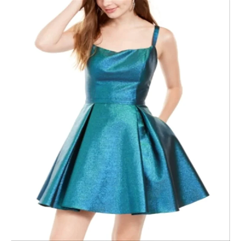 Moisture wicking Blondie Women's Glitter Sleeveless Square Neck Short Fit Flare Cocktail Dress Blue Size 13 Moisture wicking Blondie Women's Glitter Sleeveless Square Neck Short Fit Flare Cocktail Dress Blue Size 13