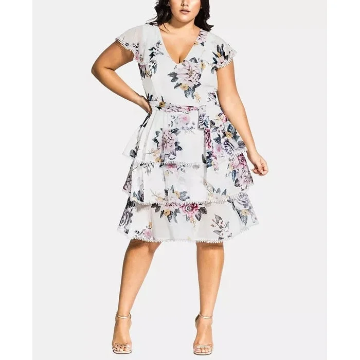 Mid-length Style City Chic Women's Trendy Plus Size Smallummer Love Dress White Size XS Mid-length Style City Chic Women's Trendy Plus Size Smallummer Love Dress White Size XS
