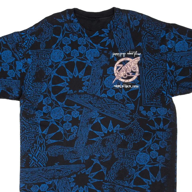 Stretch Design VINTAGE JIMMY PAGE ROBERT PLANT WORLD TOUR 1995 ALL OVER PRINT TEE SHIRT LARGE Stretch Design VINTAGE JIMMY PAGE ROBERT PLANT WORLD TOUR 1995 ALL OVER PRINT TEE SHIRT LARGE