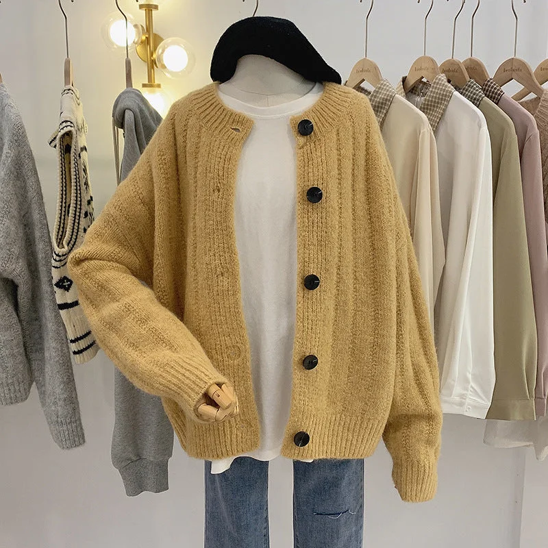 Sports High Waist Style Lazy style, round neck long sleeve cardigans, loose short jacket sweater 1421 Sports High Waist Style Lazy style, round neck long sleeve cardigans, loose short jacket sweater 1421